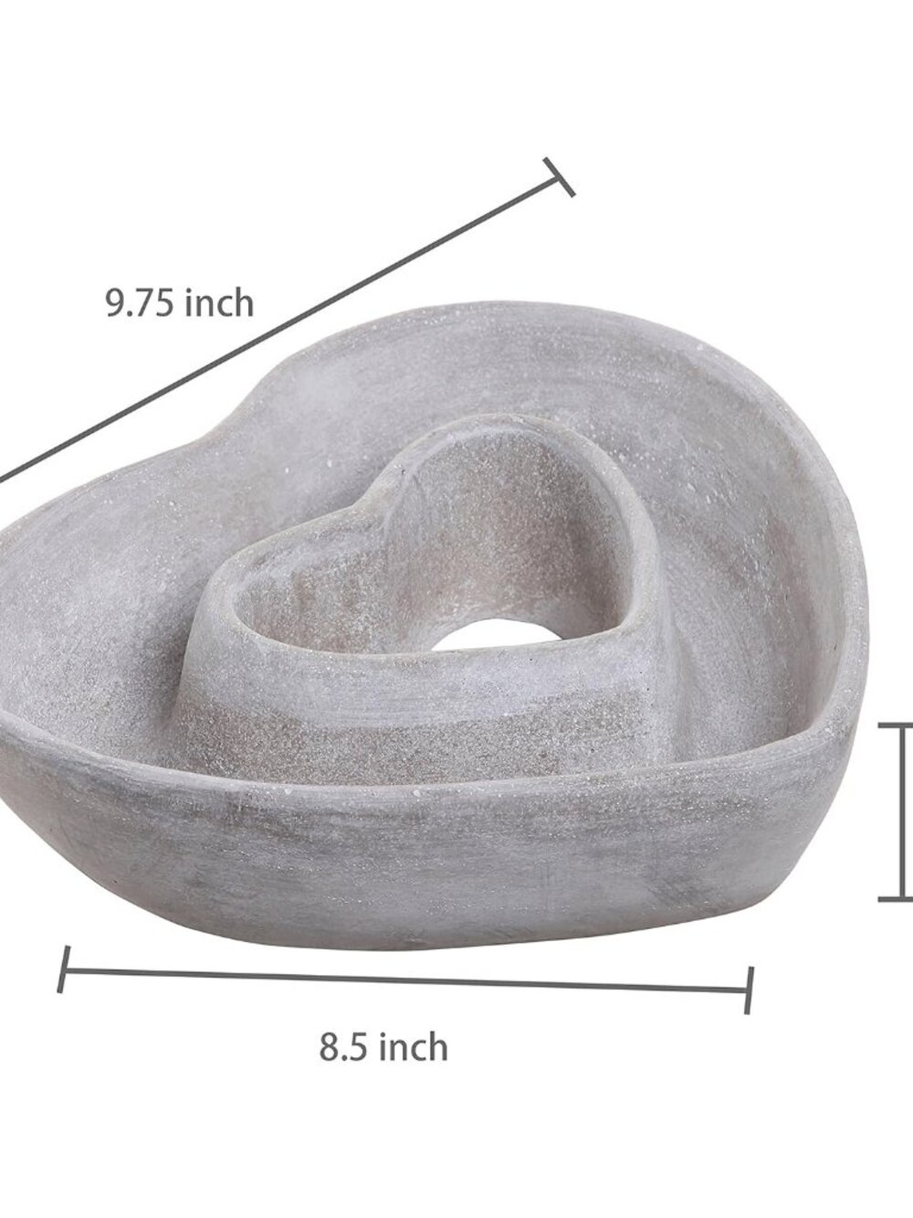 Gray Cement Succulent Plant Pot with Drainage Hole, Heart Shaped, for Indoor Pla - Picture 2 of 6